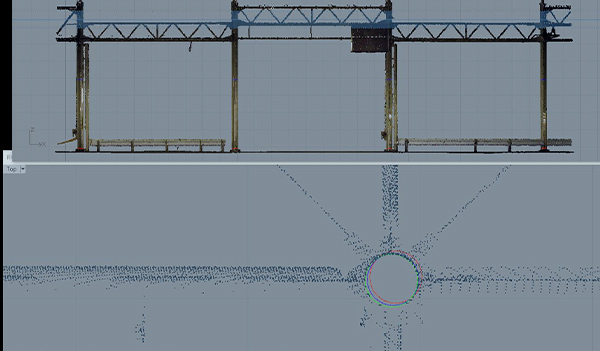 工場の柱の傾き調査