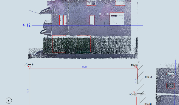 隣接建物の窓位置を3Dスキャナで正確に調査
